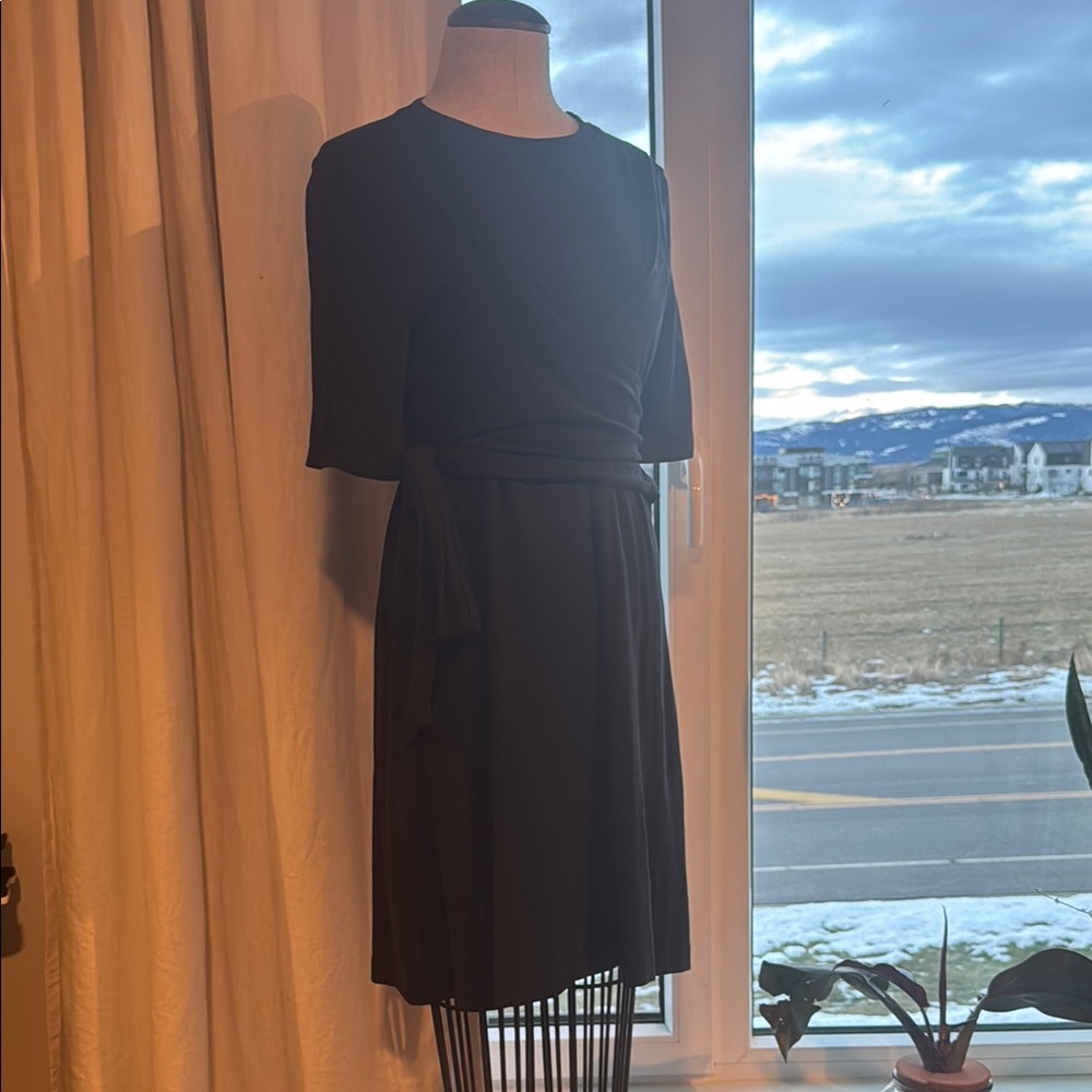 Casual Black Wrap Dress